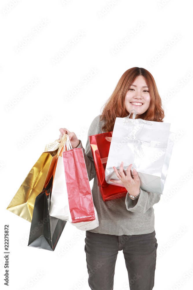 asian young girl with shopping Bags asian young girl with shopping Bags