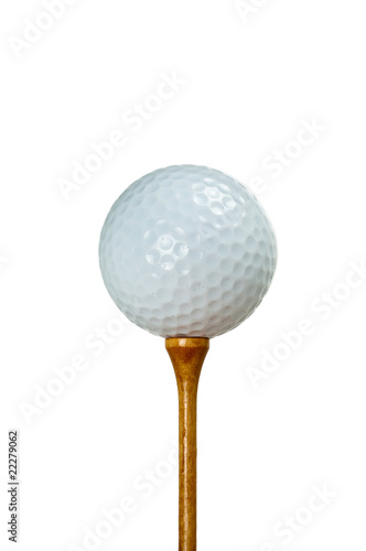 Golf ball and wooden tee