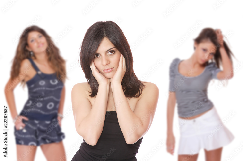 Group of happy pretty girls