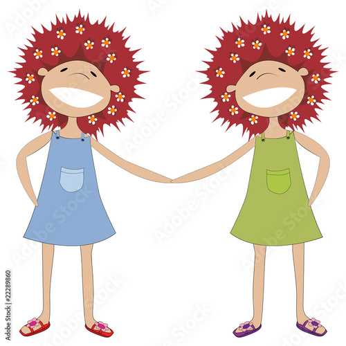 Sisters holding hands