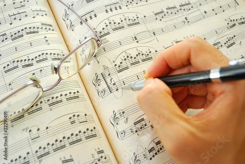 Writing on a music score