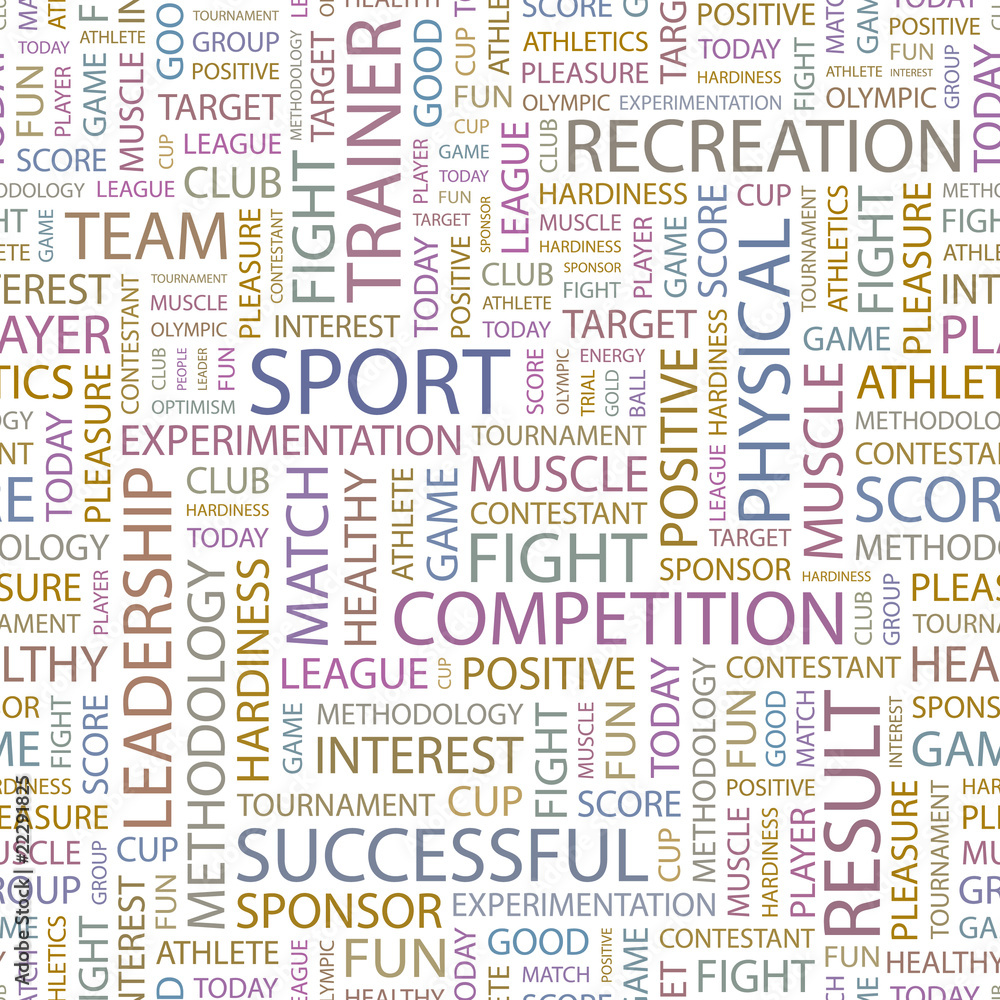SPORT. Seamless vector pattern with word cloud. SPORT. Seamless vector pattern with word cloud.