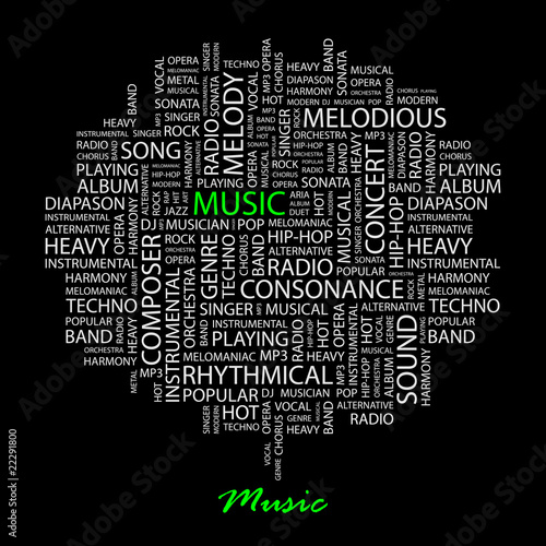 MUSIC. Word collage on black background. #22291800