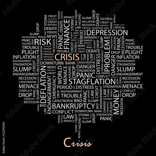 CRISIS. Wordcloud illustration.