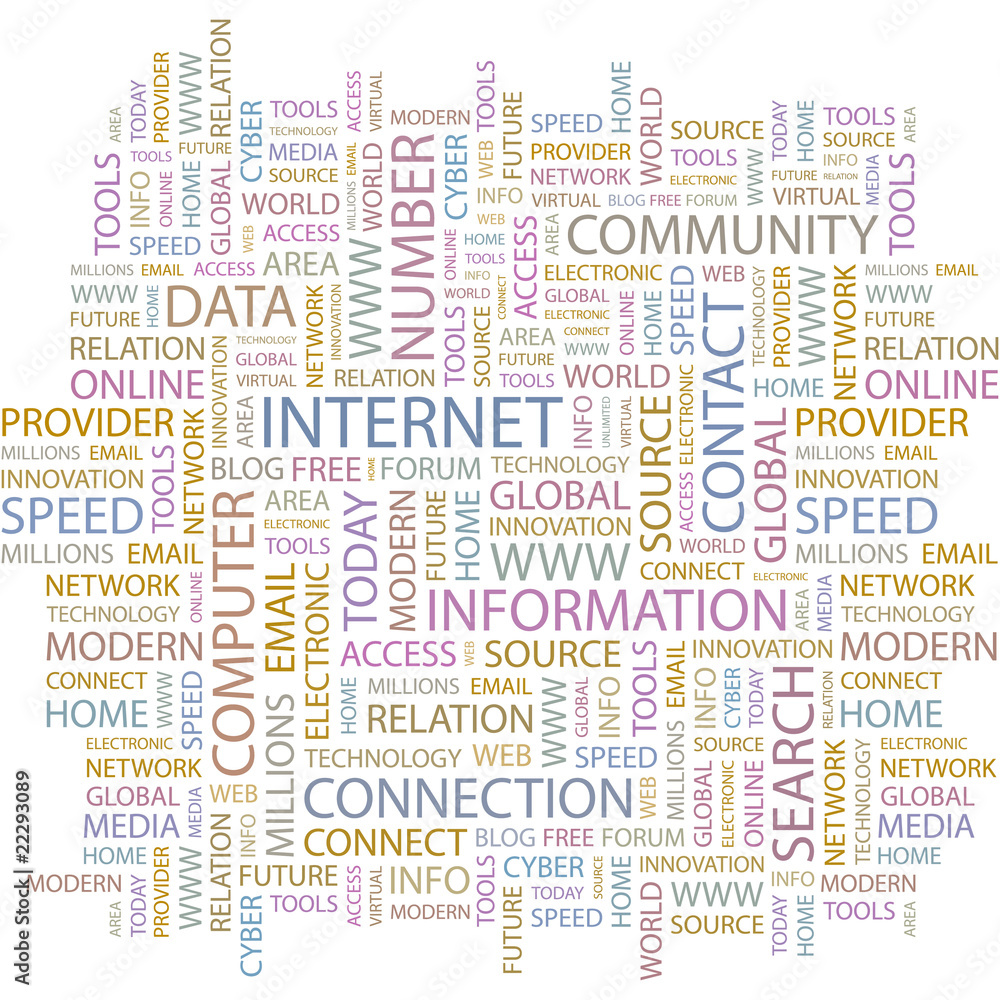 INTERNET. Illustration with different association terms. INTERNET. Illustration with different association terms.
