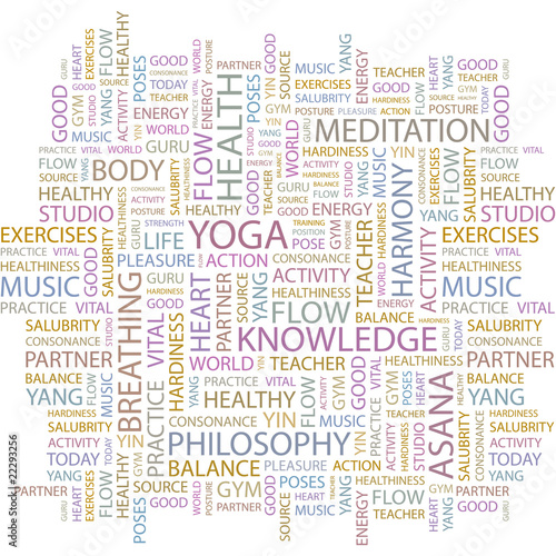 YOGA. Word collage on white background.
