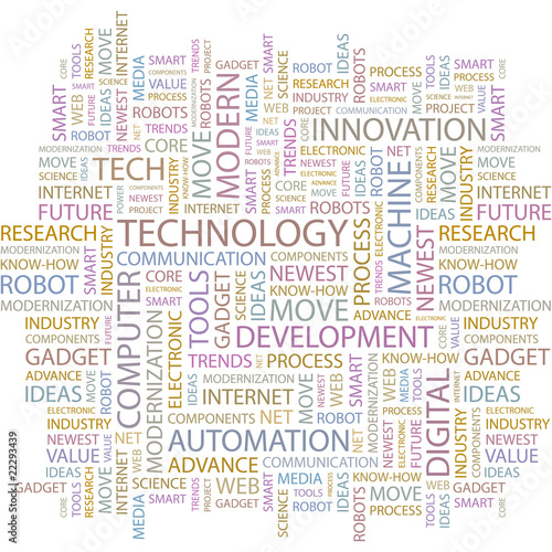 TECHNOLOGY. Word collage on white background.