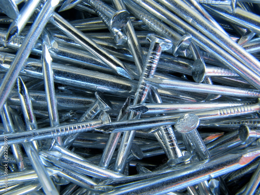 An abstract background texture of steel nails An abstract background texture of steel nails