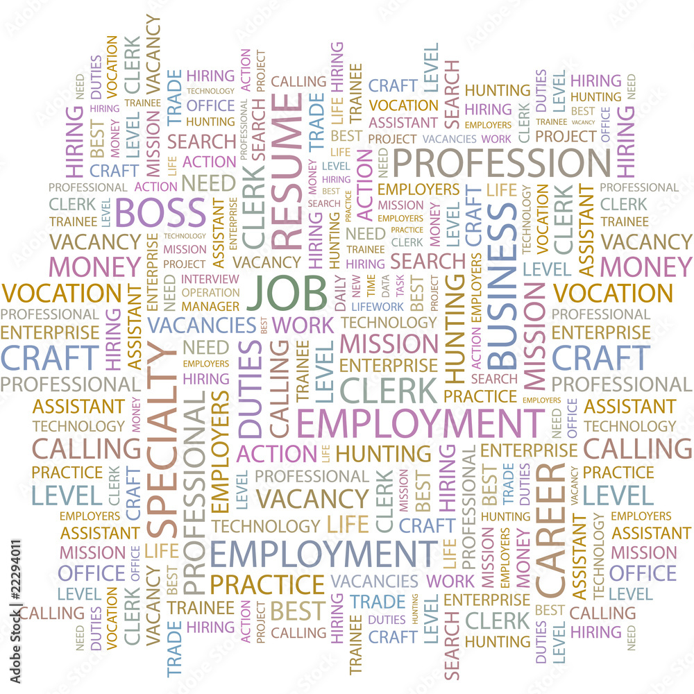 JOB. Word collage on white background. JOB. Word collage on white background.