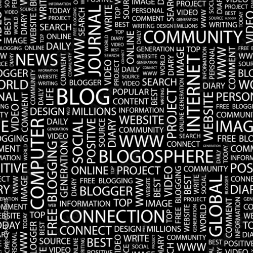 BLOG. Seamless vector pattern with word cloud.