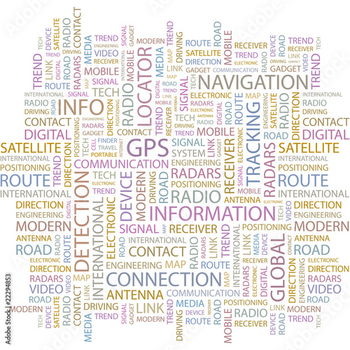 GPS. Word collage on white background.