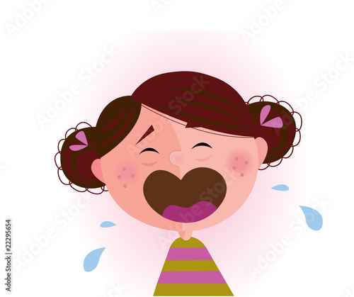 Crying baby girl. Vector cartoon illustration of cute child.