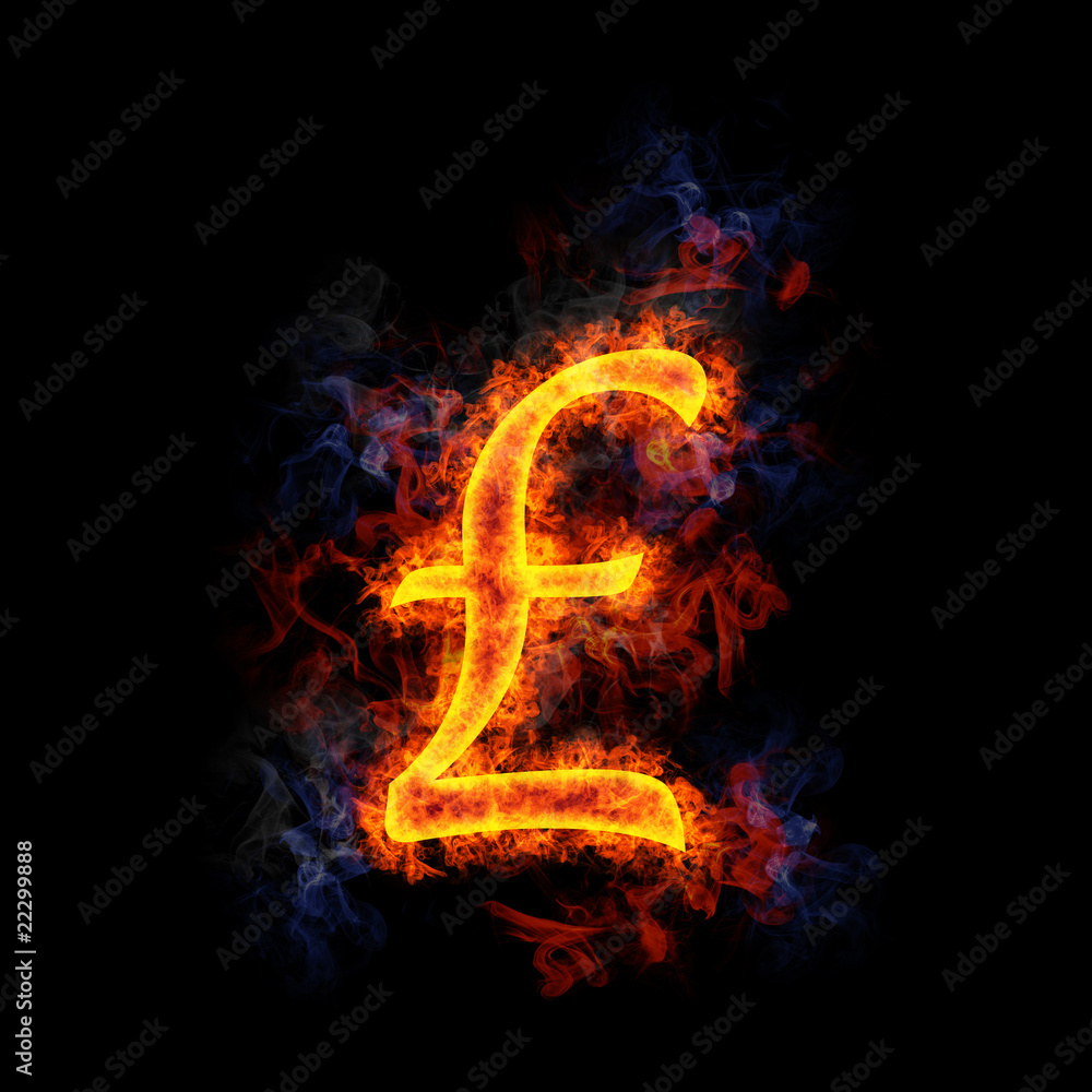 Fototapeta premium Fiery pound symbol.