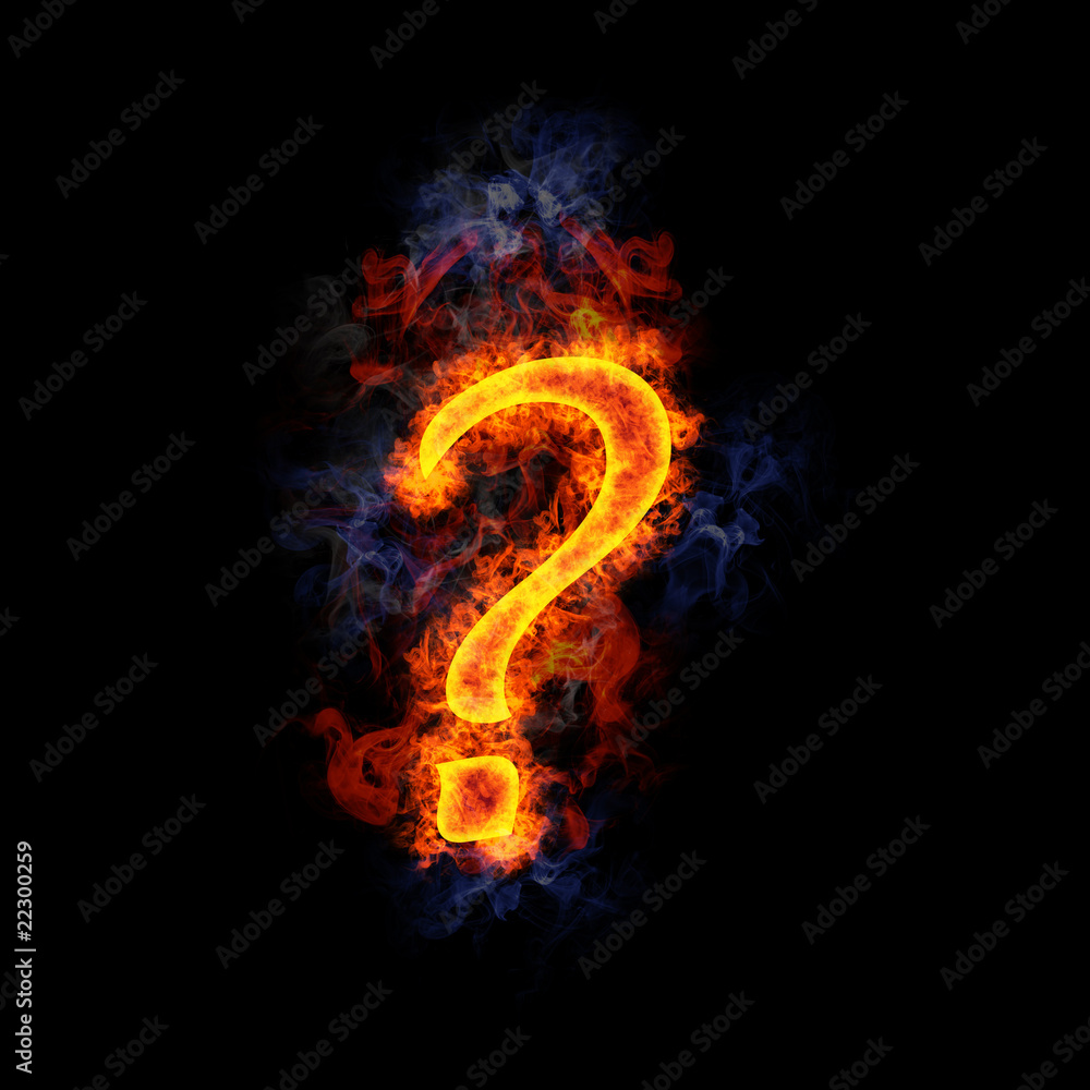 Fiery question mark. Fiery question mark.