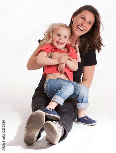 Happy mom and little girl