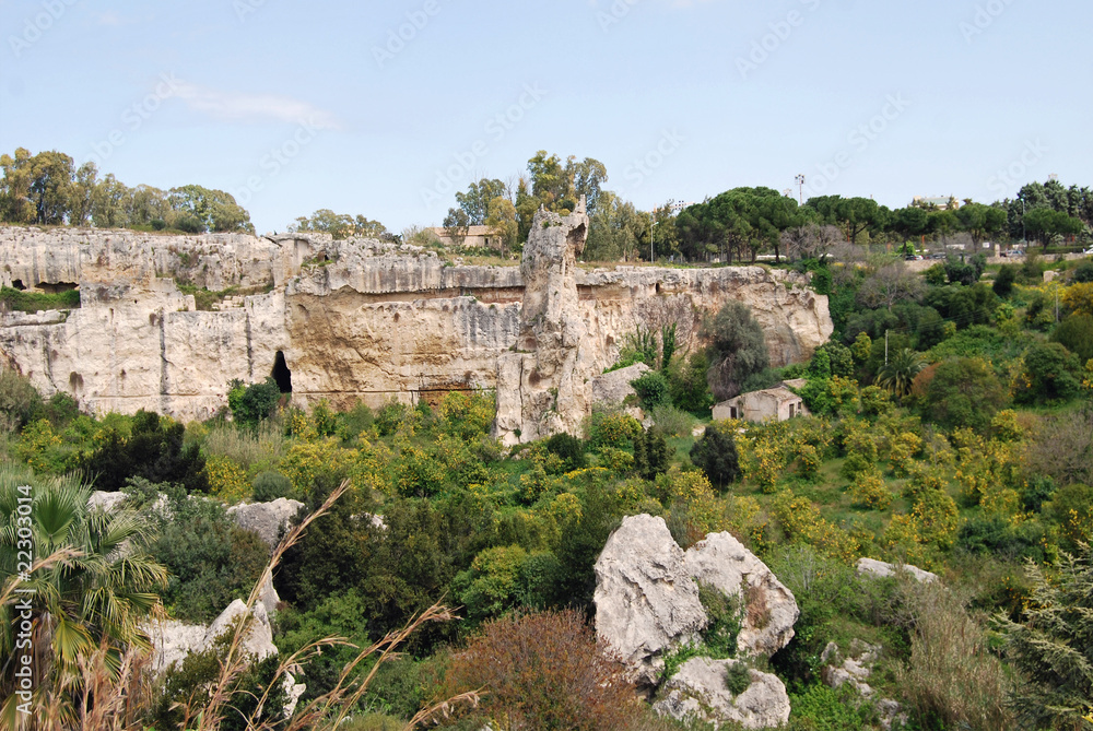 The ruins of the ancient greek Neapolis in Syracuse, Sicily