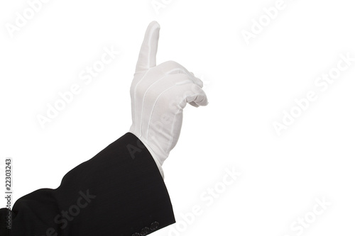 Zeigefinger, Achtung, Serie weiße Handschuhe