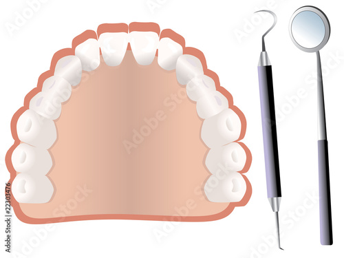 Teeth and dental tools vector
