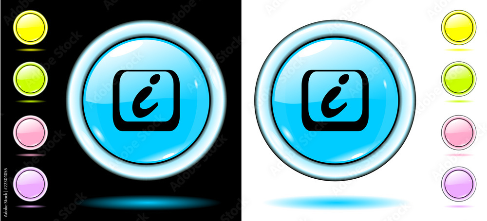 Button info blue isolated on the white and black Button info blue isolated on the white and black