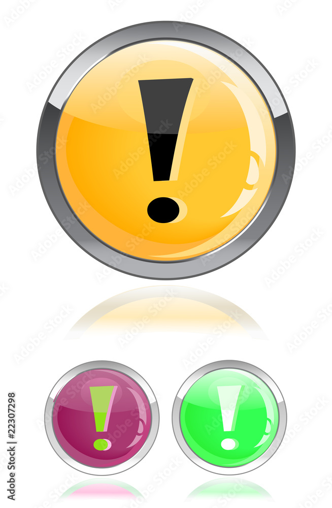 glossy icon with exclamation mark glossy icon with exclamation mark