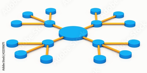 Soziales Netzwerk - Marketing - blau orange