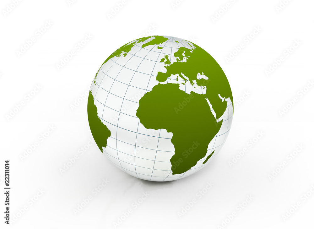 Green glass globe environmental earth