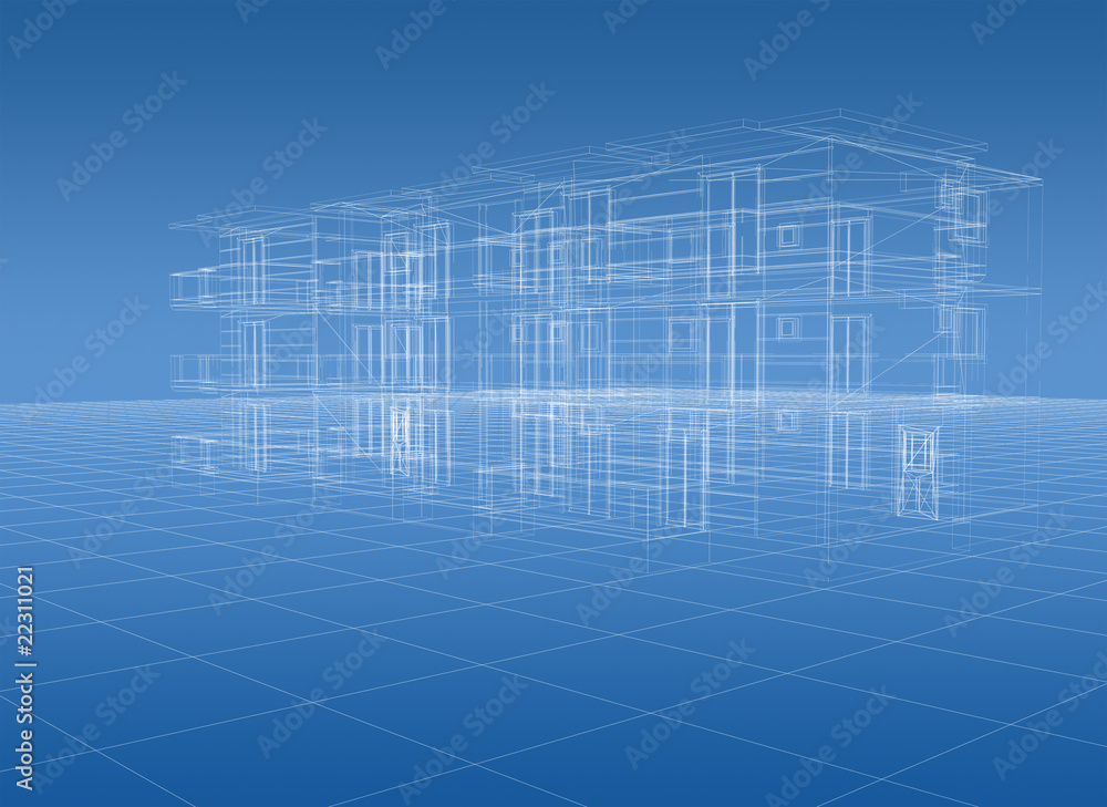 architectural blueprint over building architectural blueprint over building
