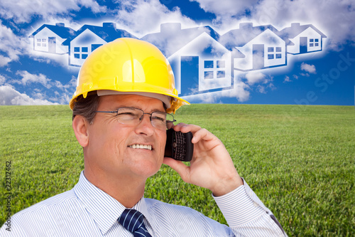 Contractor in Hardhat on Ph...