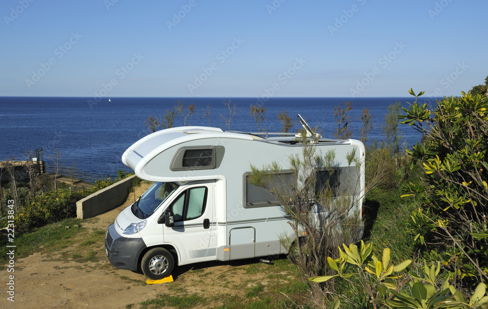 Mobil home at the seaside Mobil home at the seaside