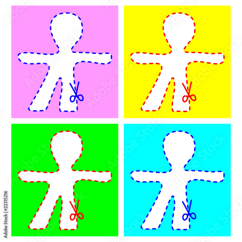 Human figure in different colours, to cut out, vector