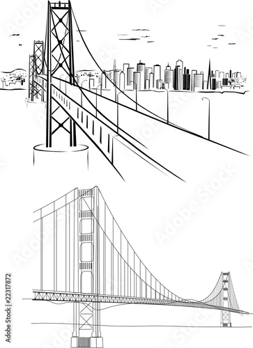 Golden Gate bridge - hand drawing illustrations