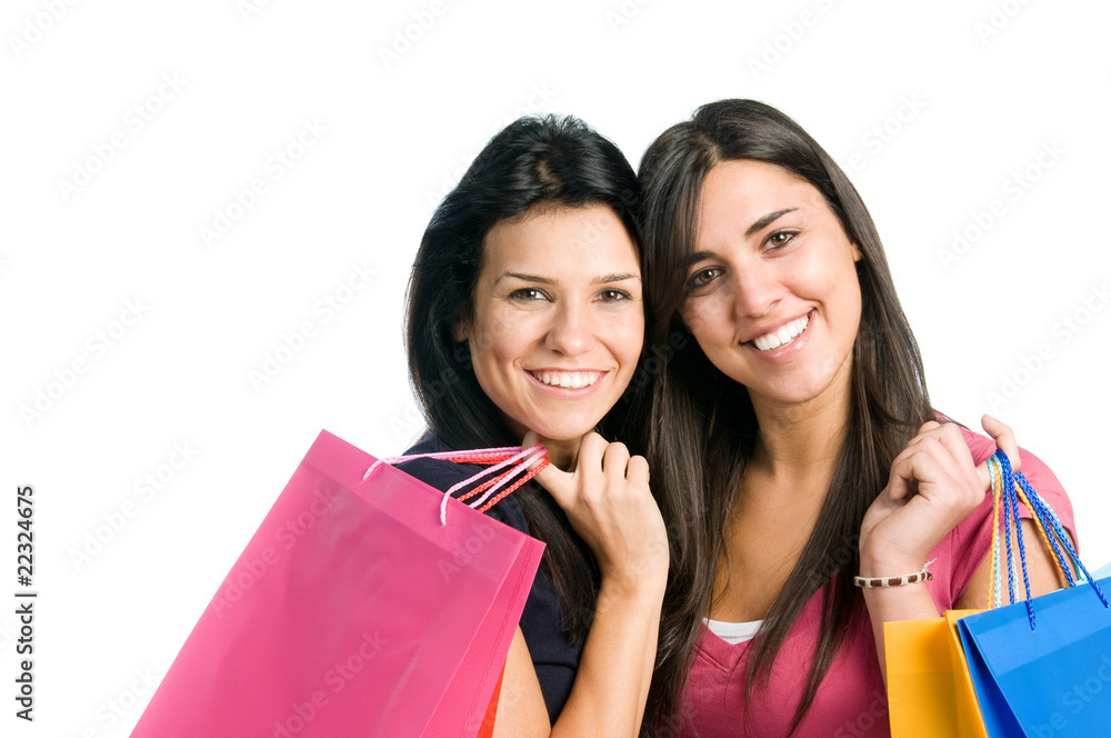 Young women friends doing shopping Young women friends doing shopping
