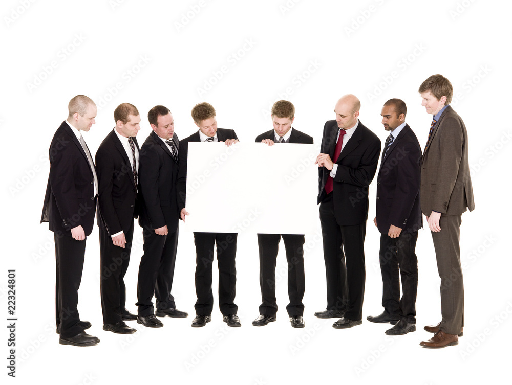 Group of men with a clean sign