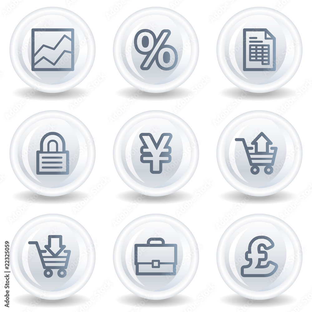 E-business web icons, white glossy circle buttons E-business web icons, white glossy circle buttons