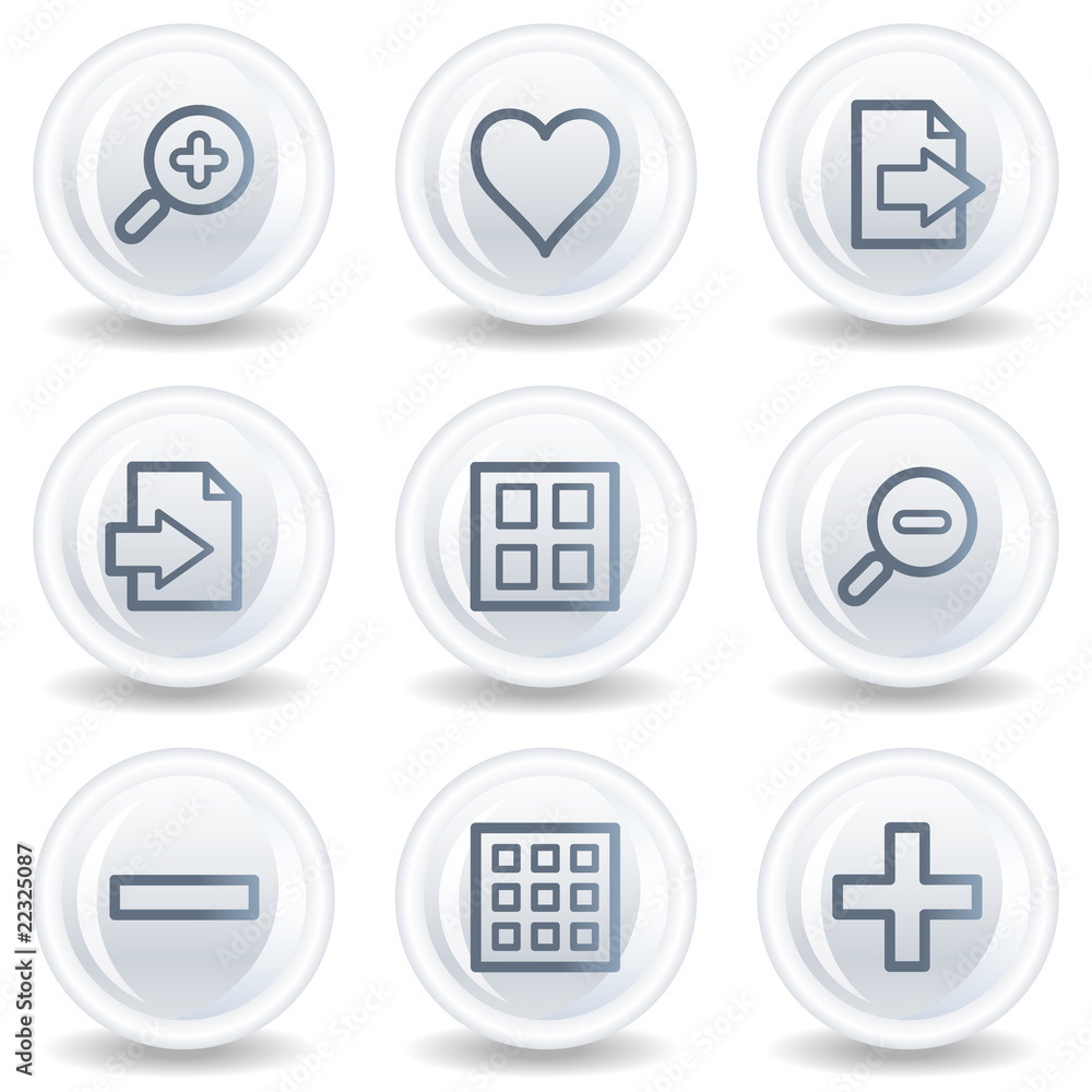 Image viewer web icons set 1, white glossy circle buttons Image viewer web icons set 1, white glossy circle buttons