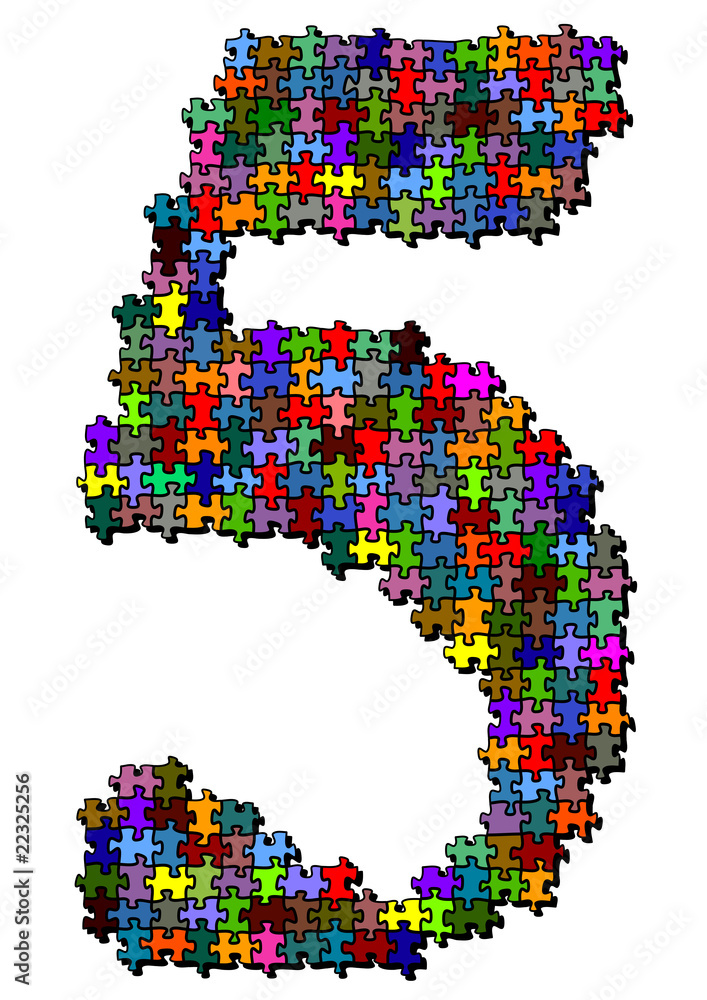 Obraz premium Illustration of number made of puzzle