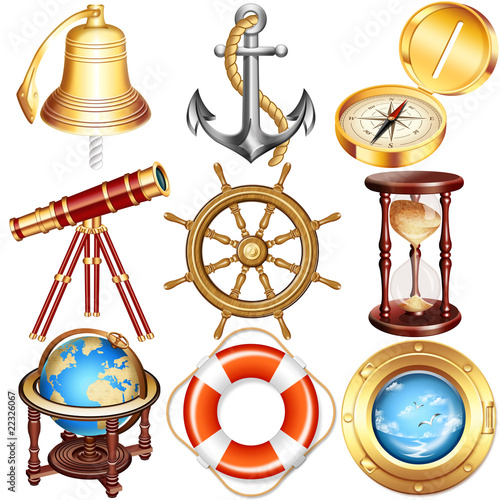 Nautical and sailing icons photo
