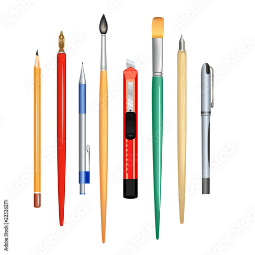 set of realistic graphic tools