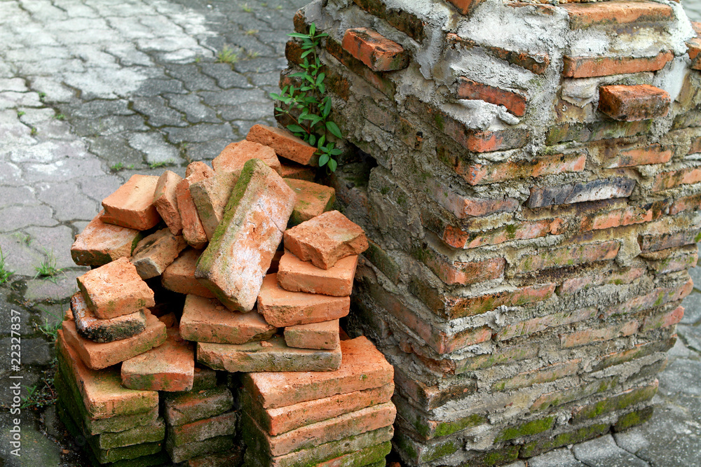 pile of brick on pole ruins