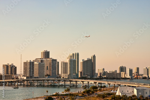 Commercial Plane Flying Over Miami