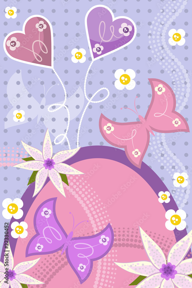 Invitation card with butterflies and flowers Invitation card with butterflies and flowers