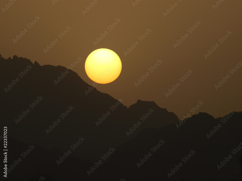Sunset over the Mountains in Sinai Peninsula Sunset over the Mountains in Sinai Peninsula