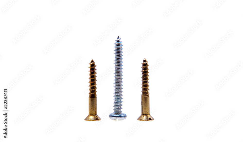 Three screws isolated on white background Three screws isolated on white background