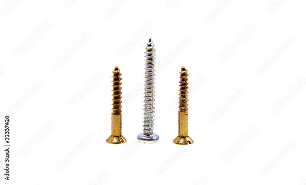Three screws isolated on white Three screws isolated on white