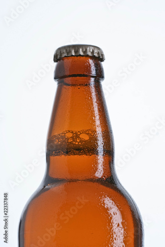beer bottle close up with dew