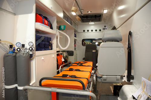 Equipment for ambulances. View from inside.