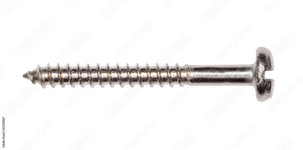 one shiny screw isolated on white background one shiny screw isolated on white background
