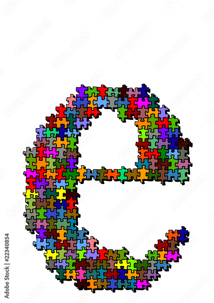 Illustration of letter made of puzzle