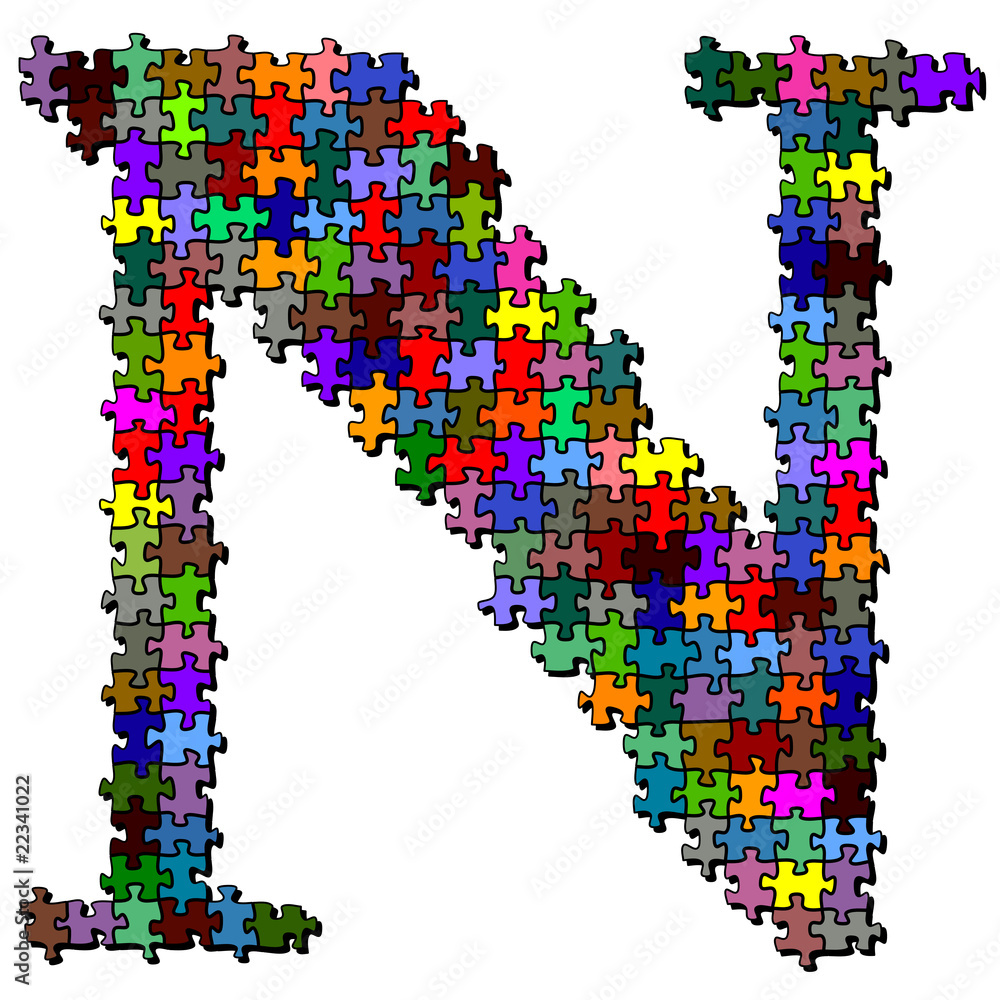 Obraz premium Illustration of letter made of puzzle