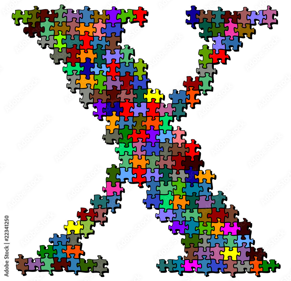 Fototapeta premium Illustration of letter made of puzzle